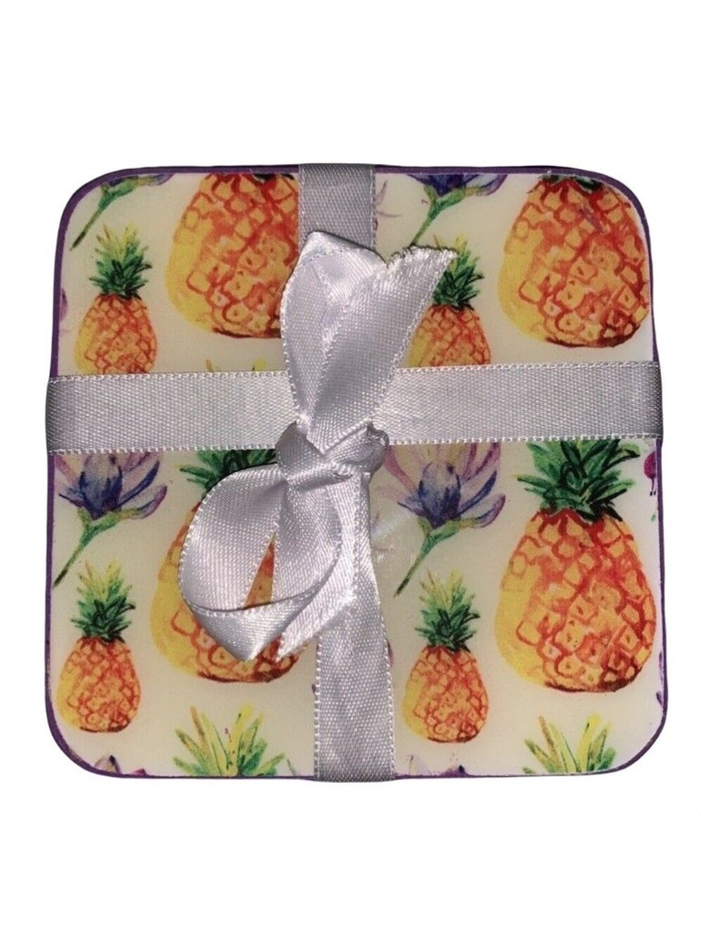 Coasters Pineapple Purple Housewarming Home Welcome Protective Bottom Set of 6